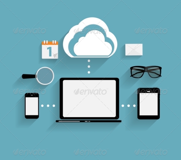 Cloud Concept on Different Electronic Devices - Computers Technology