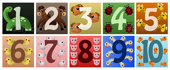Numbers with Animals - Decorative Vectors