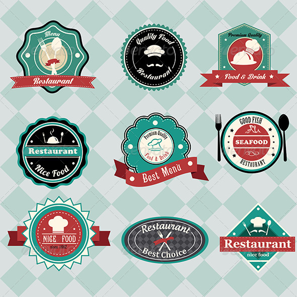 Vintage Restaurant Labels - Decorative Vectors