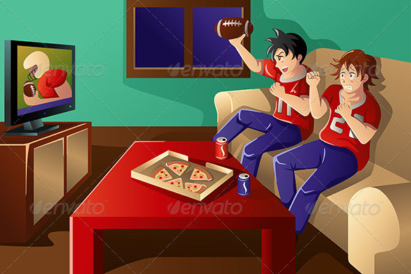 Young People Watching American Football - People Characters