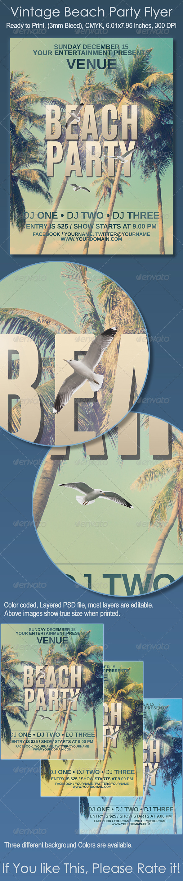 Vintage Beach Party Flyer - Clubs & Parties Events