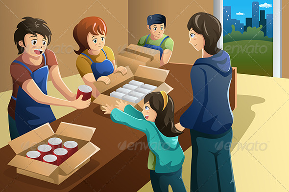 Team of Volunteers - People Characters