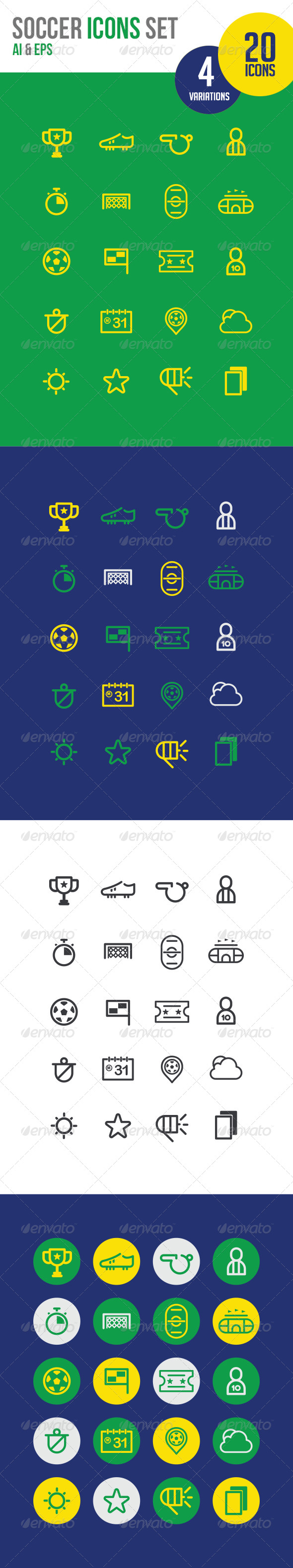 20 Soccer Icons line - Icons