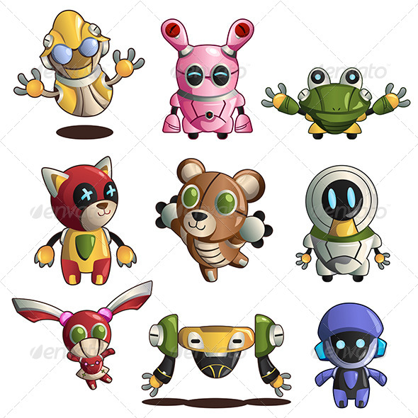 Different Robot Icons - Technology Conceptual