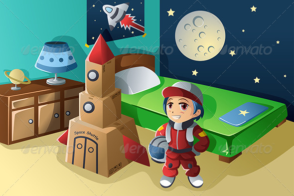 Kid Dressed in Astronaut Costume - People Characters