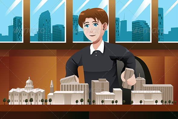 Architect Working in the Office - Business Conceptual
