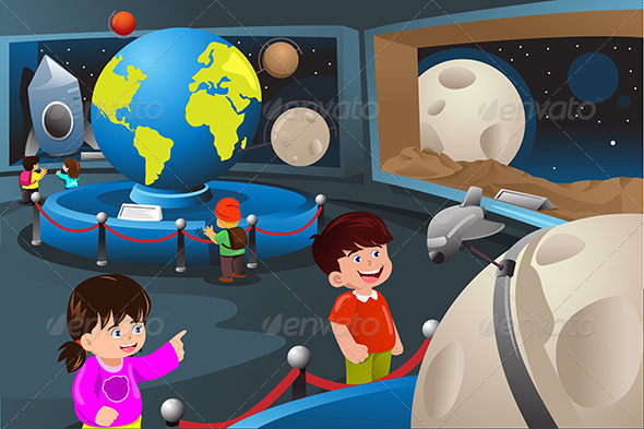 Kids on a Field Trip to a Planetarium - People Characters