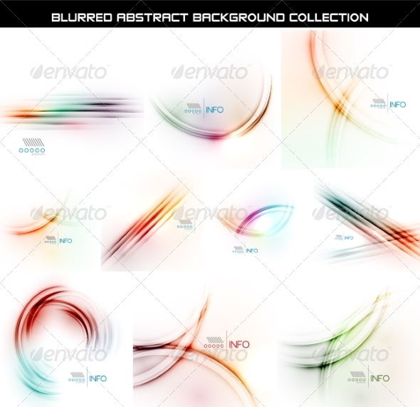 Set of Smooth Blurred Waves Backgrounds - Abstract Conceptual