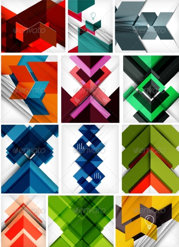 Set of Paper Geometric Backgrounds - Backgrounds Decorative