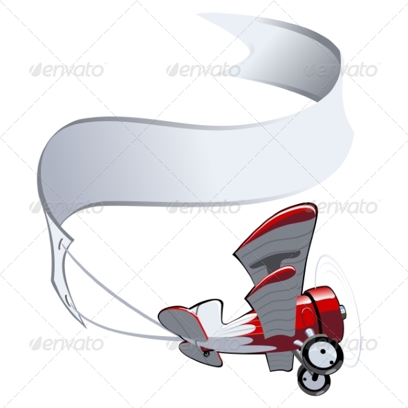 Cartoon Biplane - Man-made Objects Objects