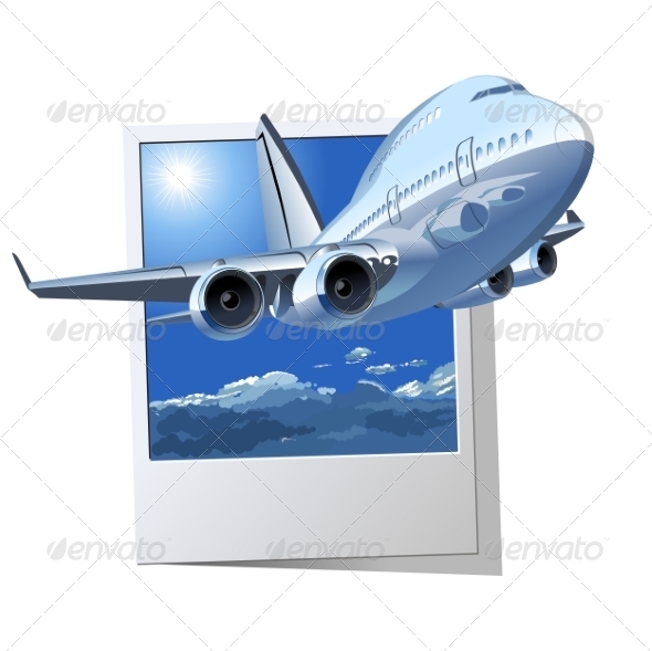 Vector Cartoon Airliner - Man-made Objects Objects