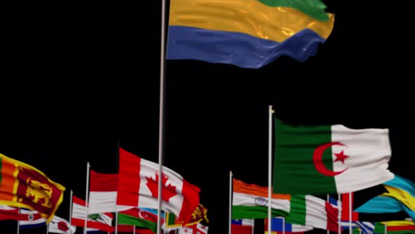 Gabon Flag With World Flags In Alpha Channel