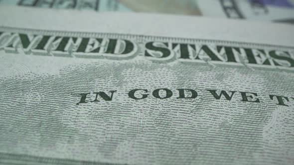 American Economy Banknote with Sign in God We Trust. Macro 50 USD Finance Freedom and Investment alt
