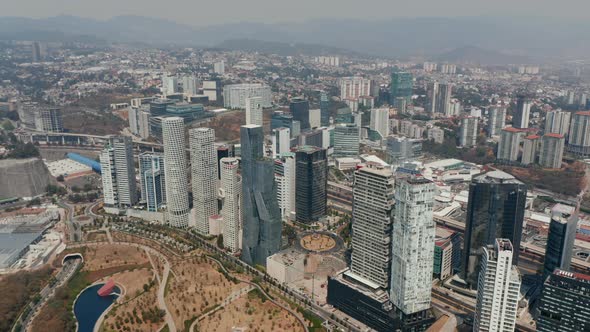 High Angle View of Modern Skyscrapers in Santa Fe City Part Cityscape in Background alt
