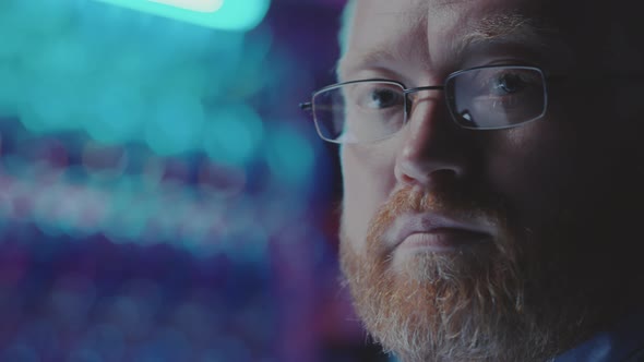 Portrait of System Administrator in Server Room alt