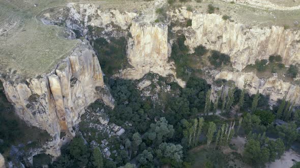 Ihlara Valley Canyon View From Air During Sunrise