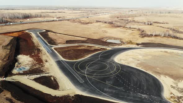 Aerial View of the Completed Road Construction of Test Site for Cars