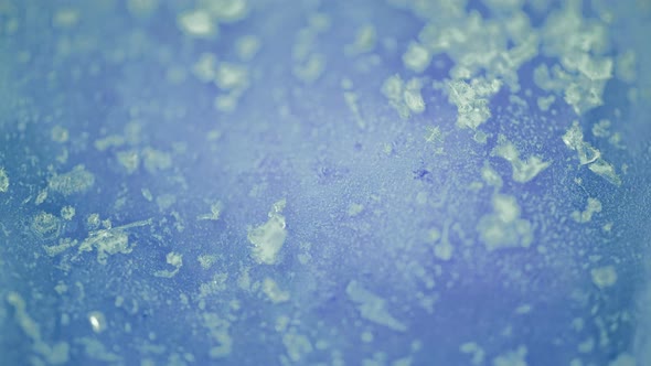 Blue Ice Crystal Texture Melting Background, Macro Shot