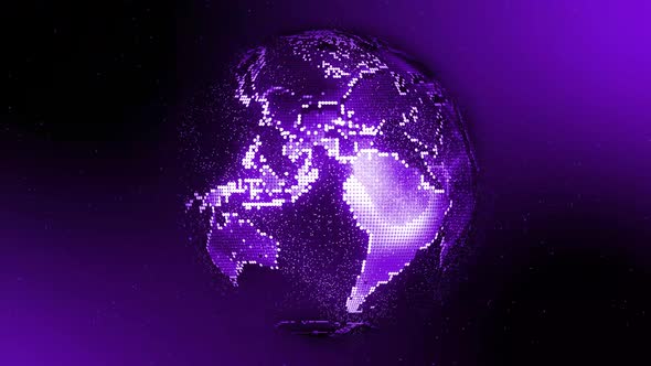 Digital earth map animation. Animated earth globe spinning news background. A 192