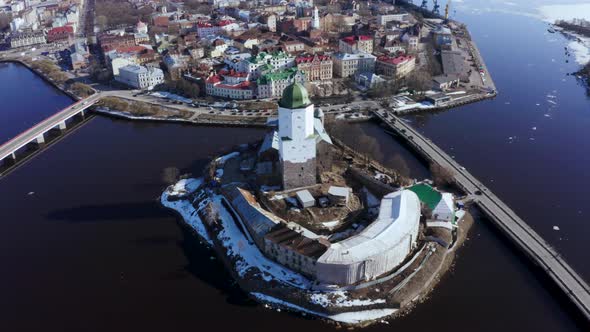 Aerial View Old Fortress Viborg, Russia