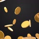 Falling gold coins on a gray background and isolated with alpha channel in 4K - VideoHive Item for Sale