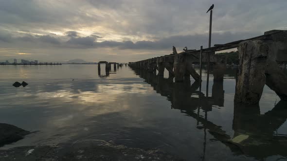 Timelapse abandoned fisherman pier alt