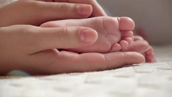Mother Holding Baby Feet in Hands alt