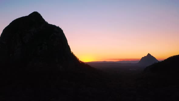 Aerial view of the Glass House Mountains, Sunshine Coast Hinterland. alt