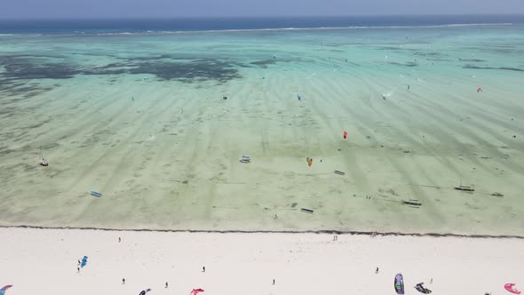Zanzibar Tanzania  Kitesurfing Near the Shore Slow Motion alt
