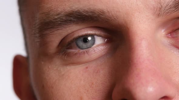 Extreme closeup of man's face and eye