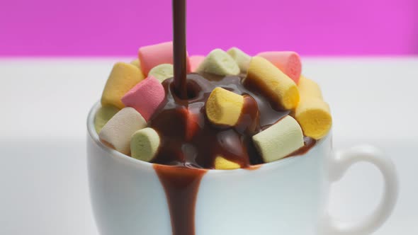 Full Cup of Marshmallows Filling with Hot Chocolate