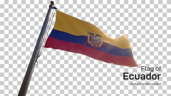 Ecuador Flag on a Flagpole with Alpha-Channel alt