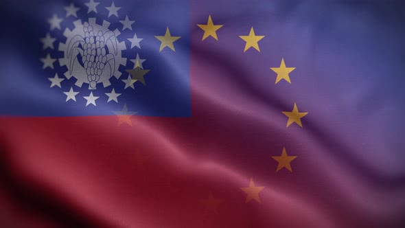 EU Myanmar Burma Flag Loop Background 4K