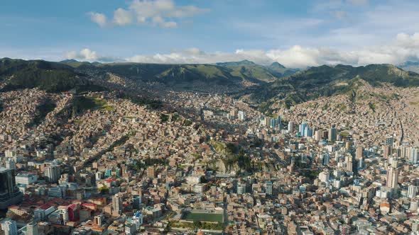 Panoramic view of city La Paz in Bolivia 4K