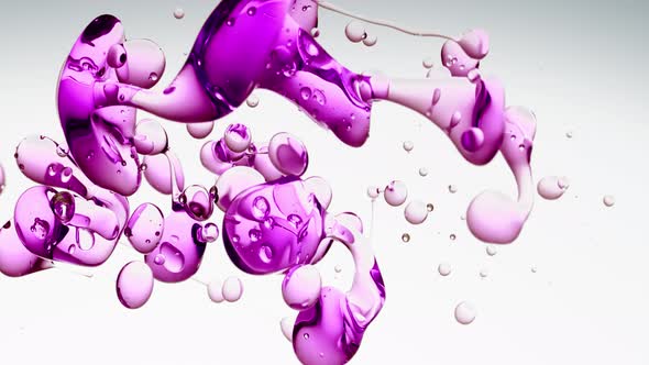 Purple Highspeed Oil Bubbles and Shapes on White Background