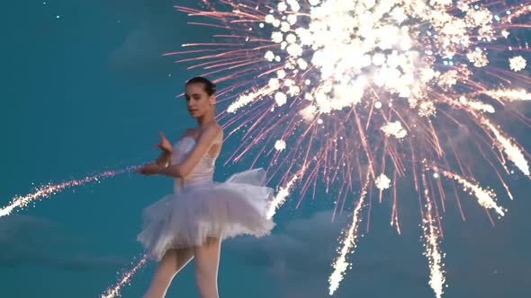 Ballerina Dancer Woman Performance Graceful Ballet Background Sparkling