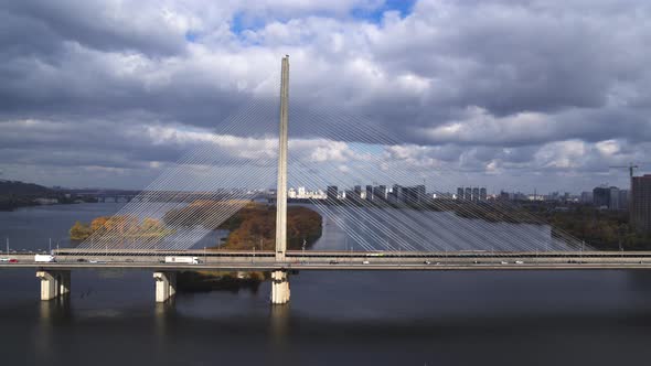 South Bridge in Kyiv Aerial Panorama View alt