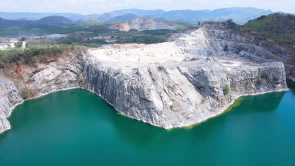 Aerial view landscape Mountain View and lake Blue waters and bluesky alt