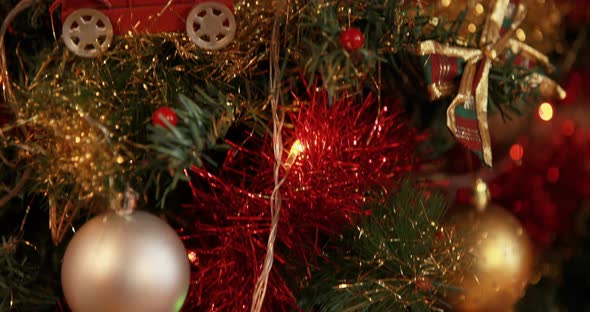 Close-up of decorative christmas tree alt