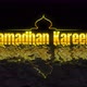 Ramadhan Kareem Greeting in Gold Color Gradient 4k Motion Graphic with Mosque Silhouette - VideoHive Item for Sale
