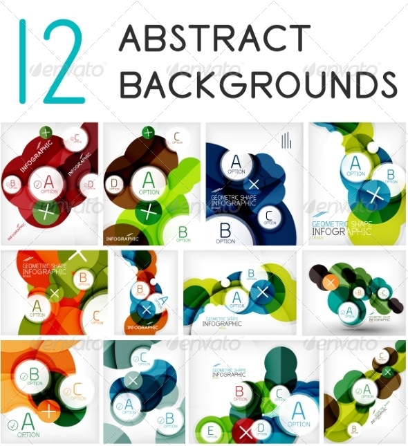 Set of Circle Geometric Backgrounds - Backgrounds Business