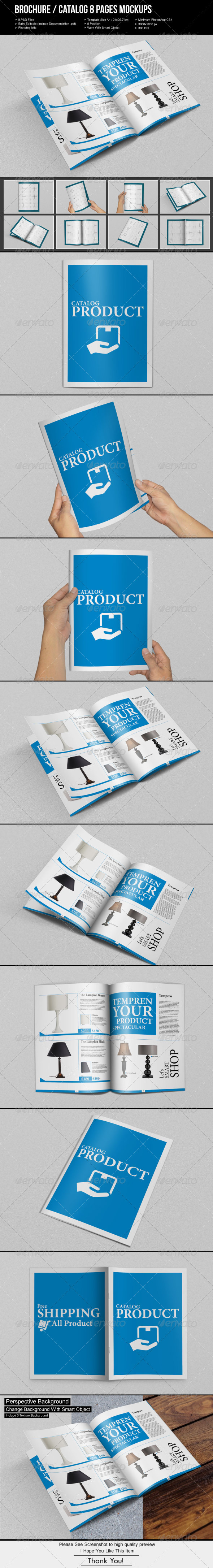 Brochure / Catalog 8 Pages Mockups - Brochures Print