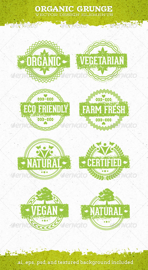 Organic Grunge Eco Natural Vector Elements - Flowers & Plants Nature