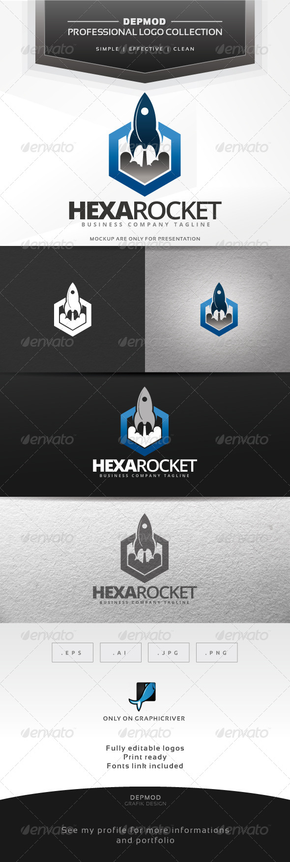 Hexa Rocket Logo - Symbols Logo Templates