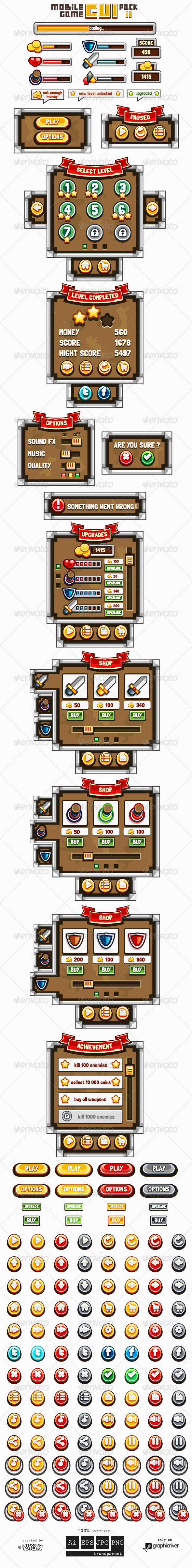Mobile Game GUI Pack 2 - User Interfaces Game Assets