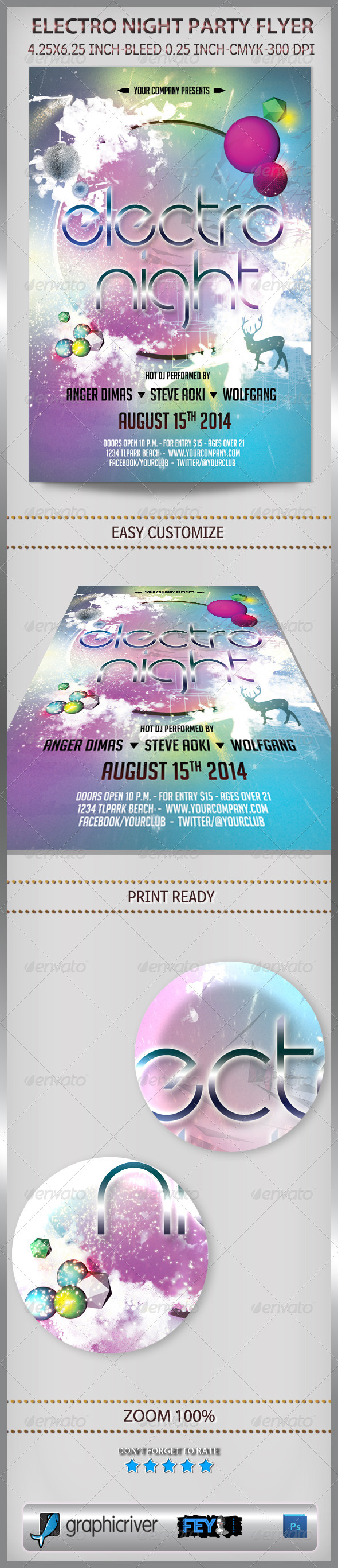 Electro Night Party Flyer - Events Flyers