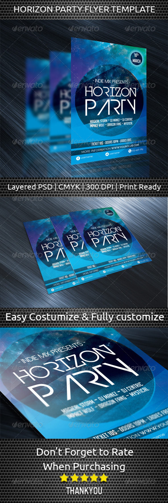 Horizon Party Flyer Template - Clubs & Parties Events