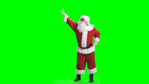 Merry Christmas. Dancing Santa Claus In Full Growth In Red Suit alt