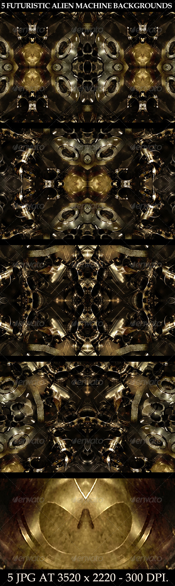 5 Futuristic Alien Machine Backgrounds - Tech / Futuristic Backgrounds