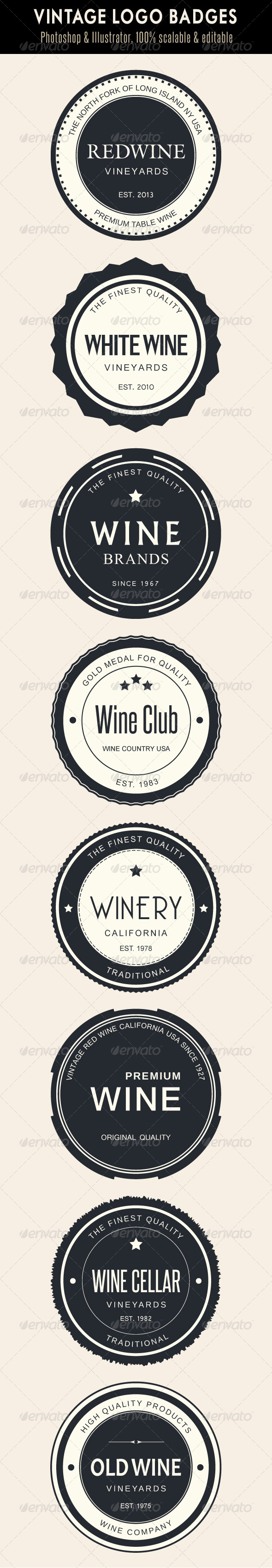 Vintage Logo Badges - Badges & Stickers Web Elements